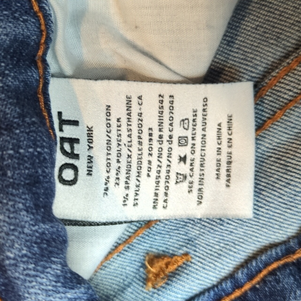 OAT New York Women's High Rise Flare Raw Hem Stretch Jeans Size 6 - Picture 5 of 14